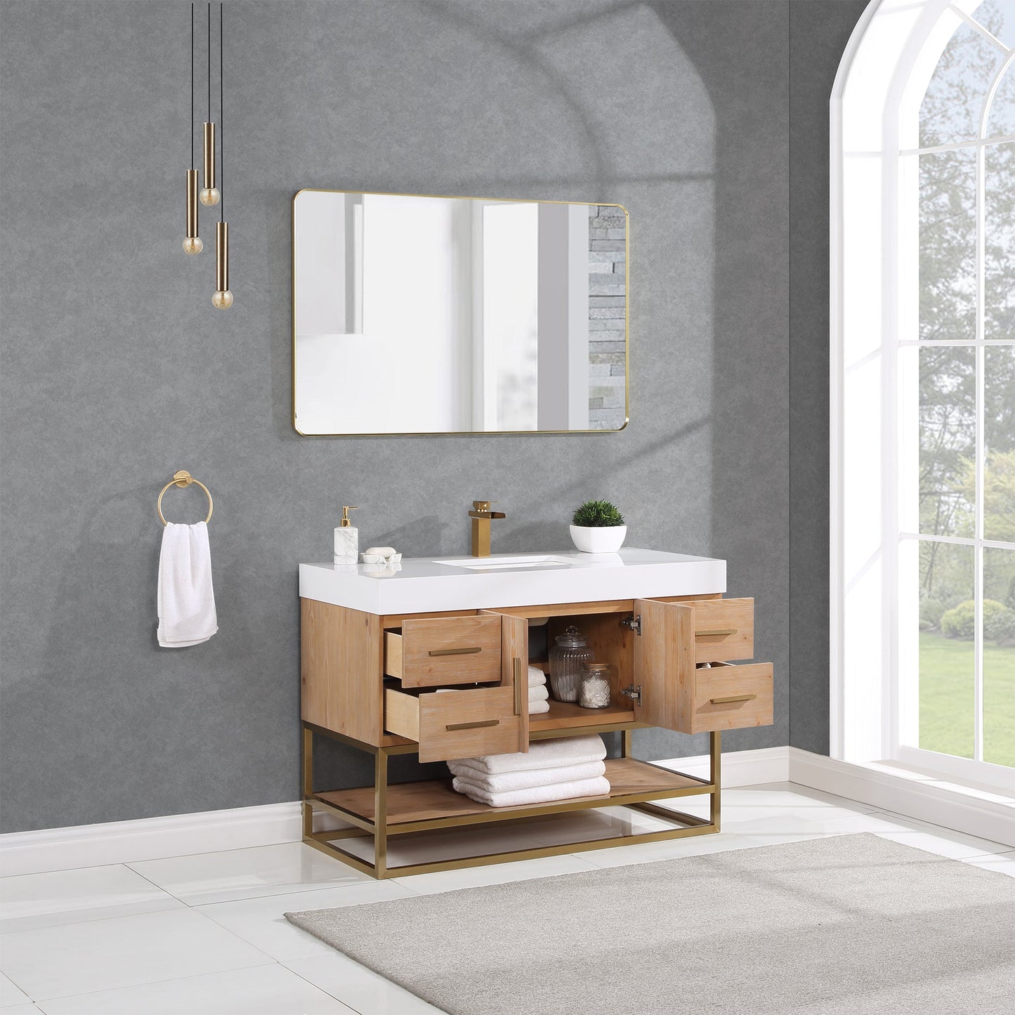 Altair Designs 36"/48"/60" single vanity with top - 552036B-LB-WH-NM