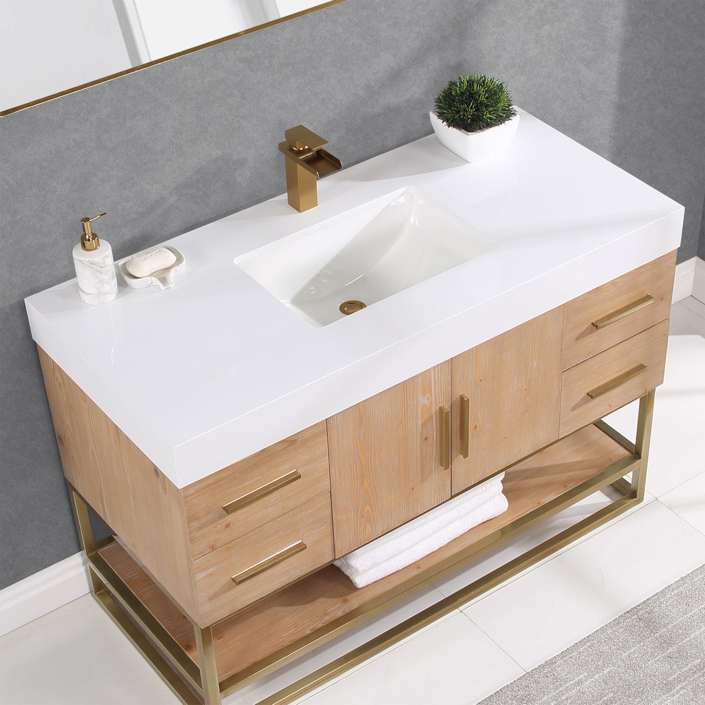 Altair Designs 36"/48"/60" single vanity with top - 552036B-LB-WH-NM