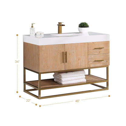 Altair Designs 36"/48"/60" single vanity with top - 552036B-LB-WH-NM
