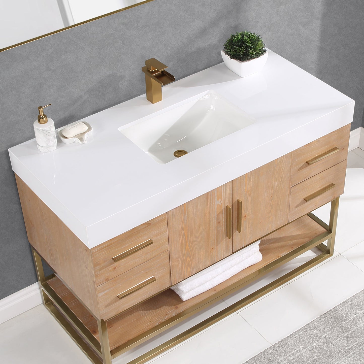 Altair Designs 36"/48"/60" single vanity with top - 552036B-LB-WH-NM