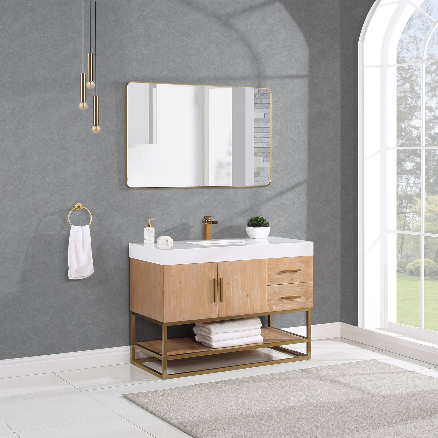 Altair Designs 36"/48"/60" single vanity with top - 552036B-LB-WH-NM