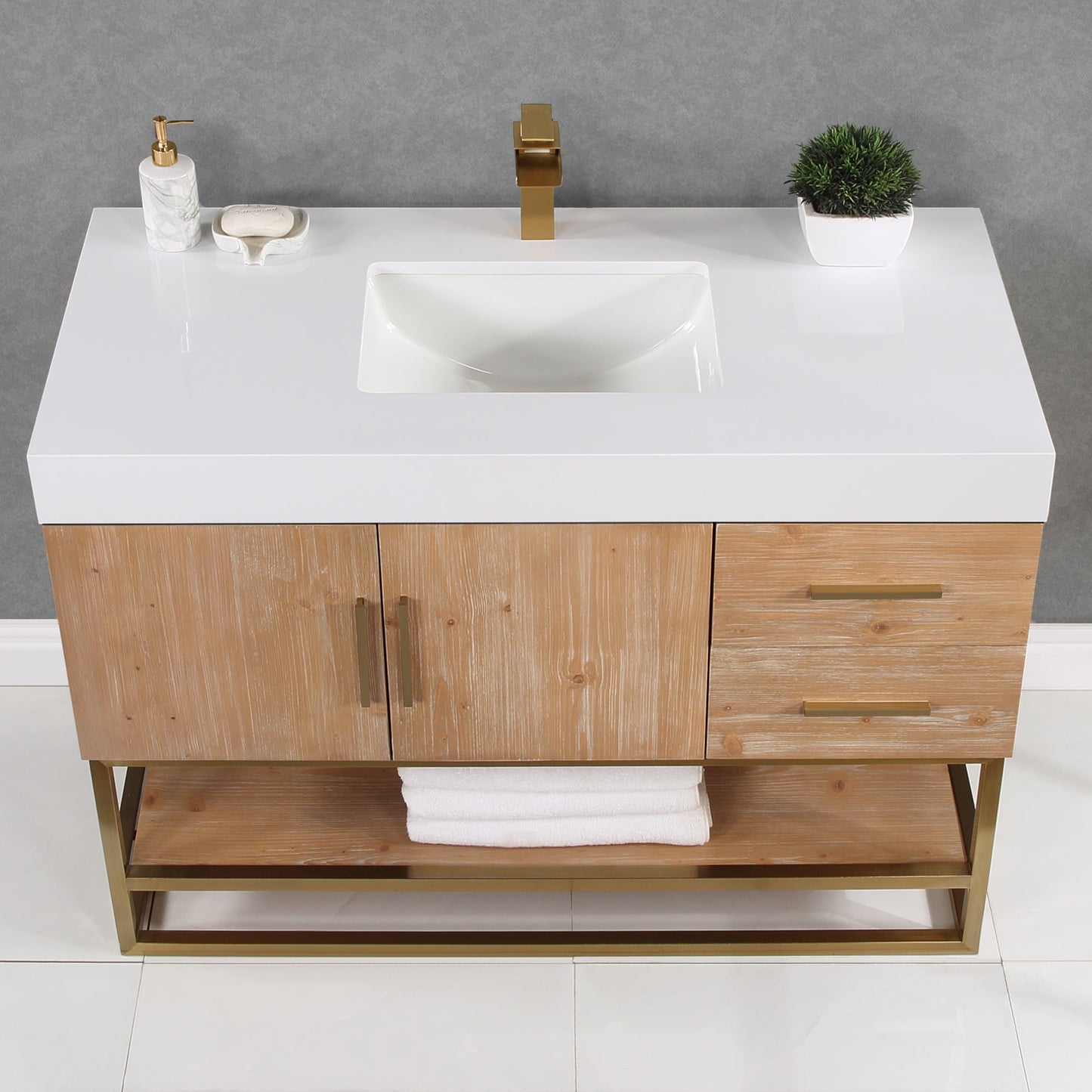 Altair Designs 36"/48"/60" single vanity with top - 552036B-LB-WH-NM