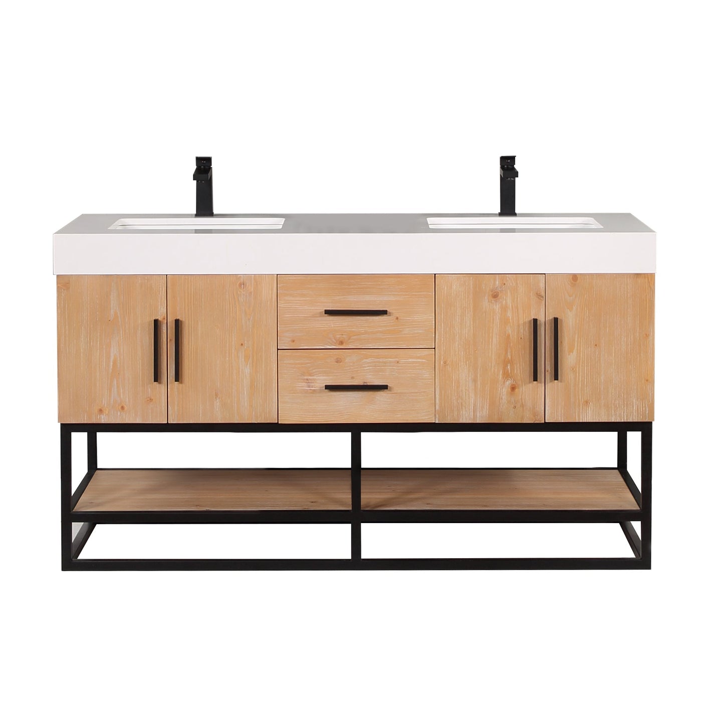 Altair Designs 60"/72"/84" single/double vanity with top - 552060B-LB-WH-NM
