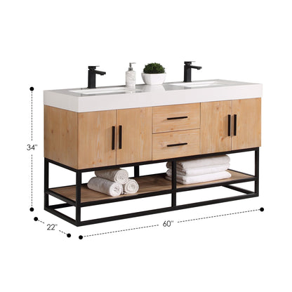 Altair Designs 60"/72"/84" single/double vanity with top - 552060B-LB-WH-NM