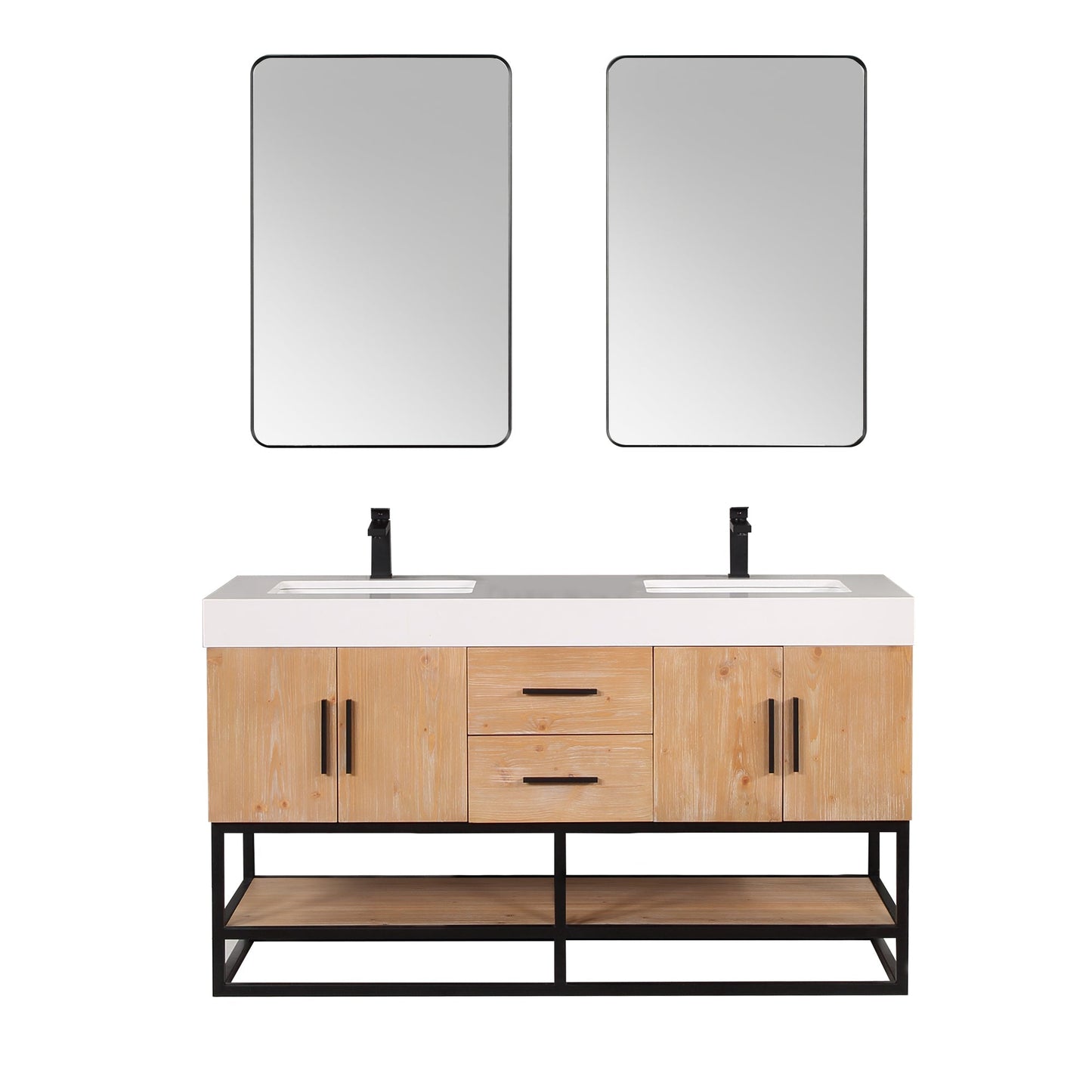 Altair Designs 60"/72"/84" single/double vanity with top - 552060B-LB-WH-NM