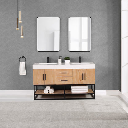 Altair Designs 60"/72"/84" single/double vanity with top - 552060B-LB-WH-NM