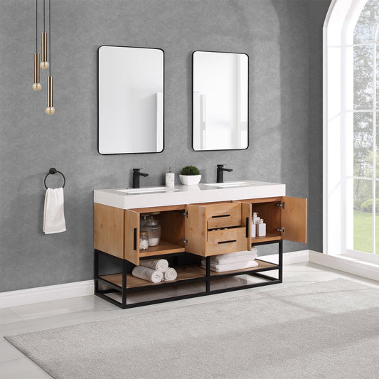 Altair Designs 60"/72"/84" single/double vanity with top - 552060B-LB-WH-NM