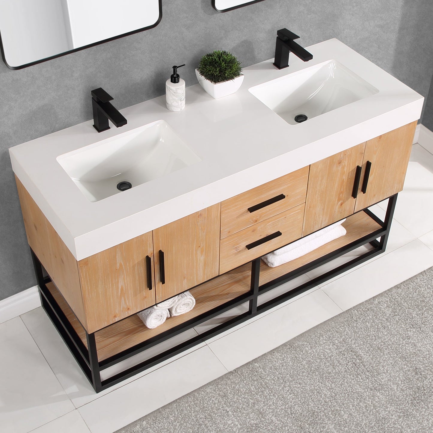 Altair Designs 60"/72"/84" single/double vanity with top - 552060B-LB-WH-NM