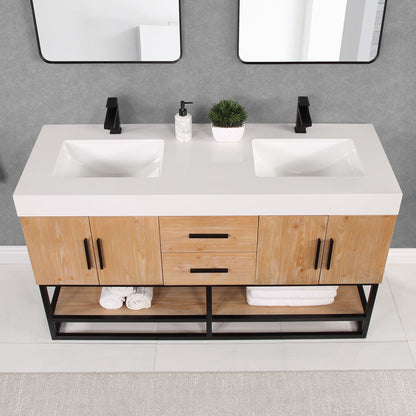 Altair Designs 60"/72"/84" single/double vanity with top - 552060B-LB-WH-NM