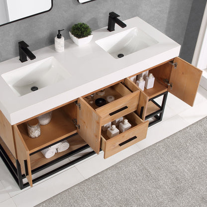 Altair Designs 60"/72"/84" single/double vanity with top - 552060B-LB-WH-NM