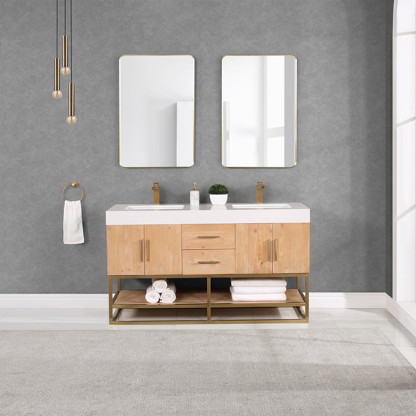 Altair Designs 60"/72"/84" single/double vanity with top - 552060B-LB-WH-NM