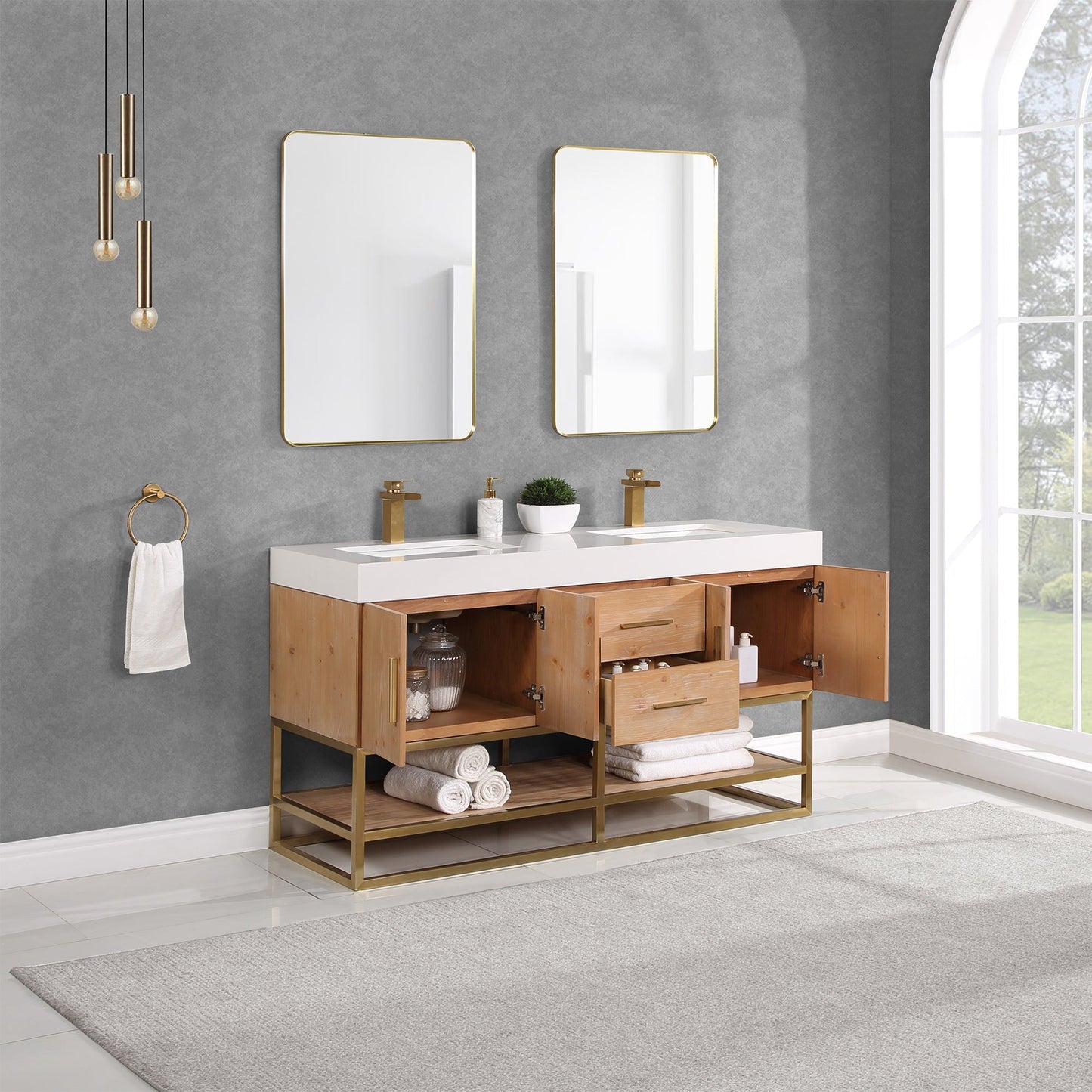 Altair Designs 60"/72"/84" single/double vanity with top - 552060B-LB-WH-NM
