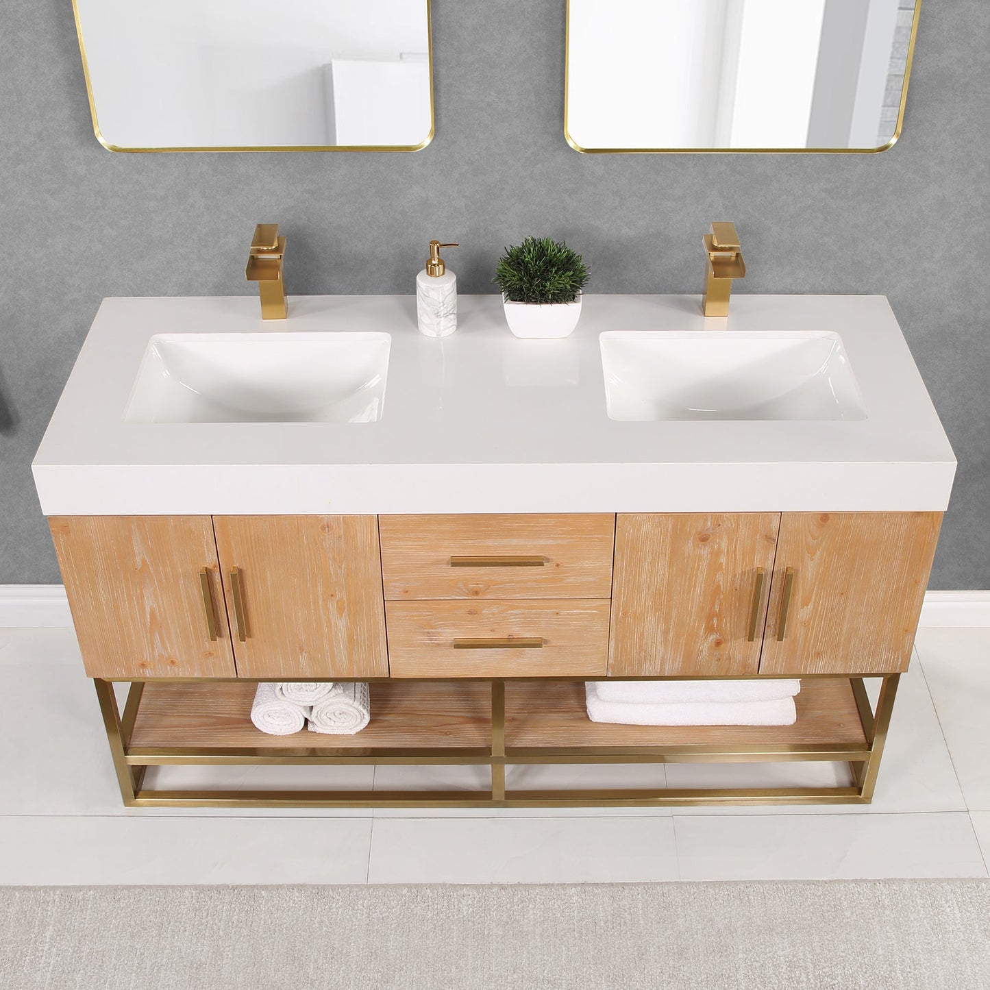 Altair Designs 60"/72"/84" single/double vanity with top - 552060B-LB-WH-NM