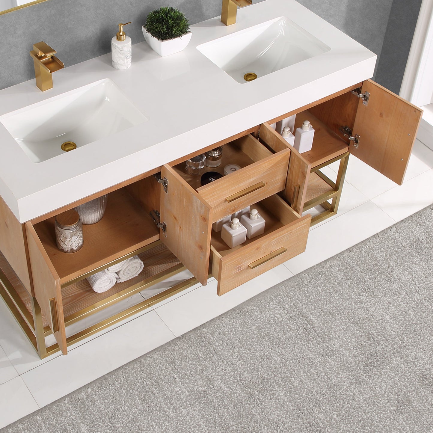 Altair Designs 60"/72"/84" single/double vanity with top - 552060B-LB-WH-NM