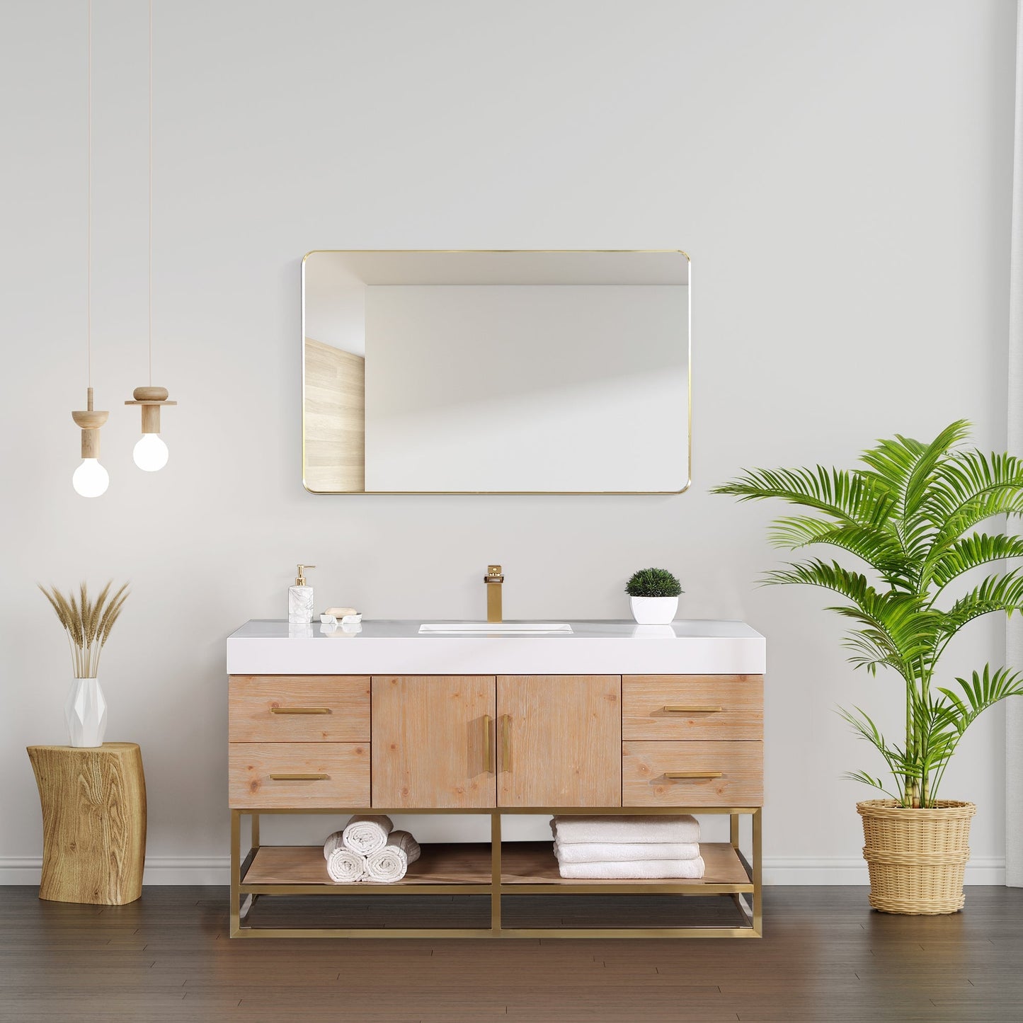 Altair Designs 36"/48"/60" single vanity with top - 552036B-LB-WH-NM
