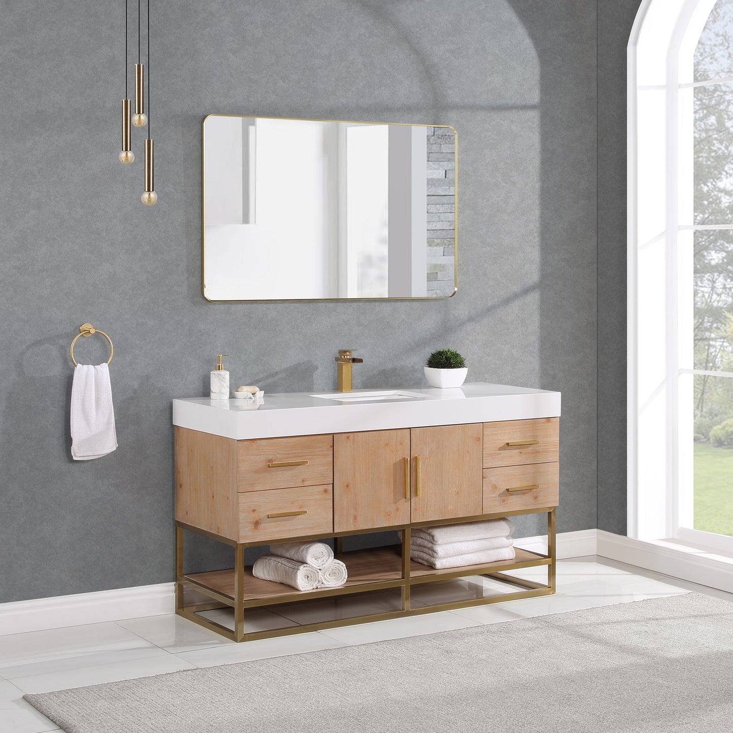 Altair Designs 36"/48"/60" single vanity with top - 552036B-LB-WH-NM