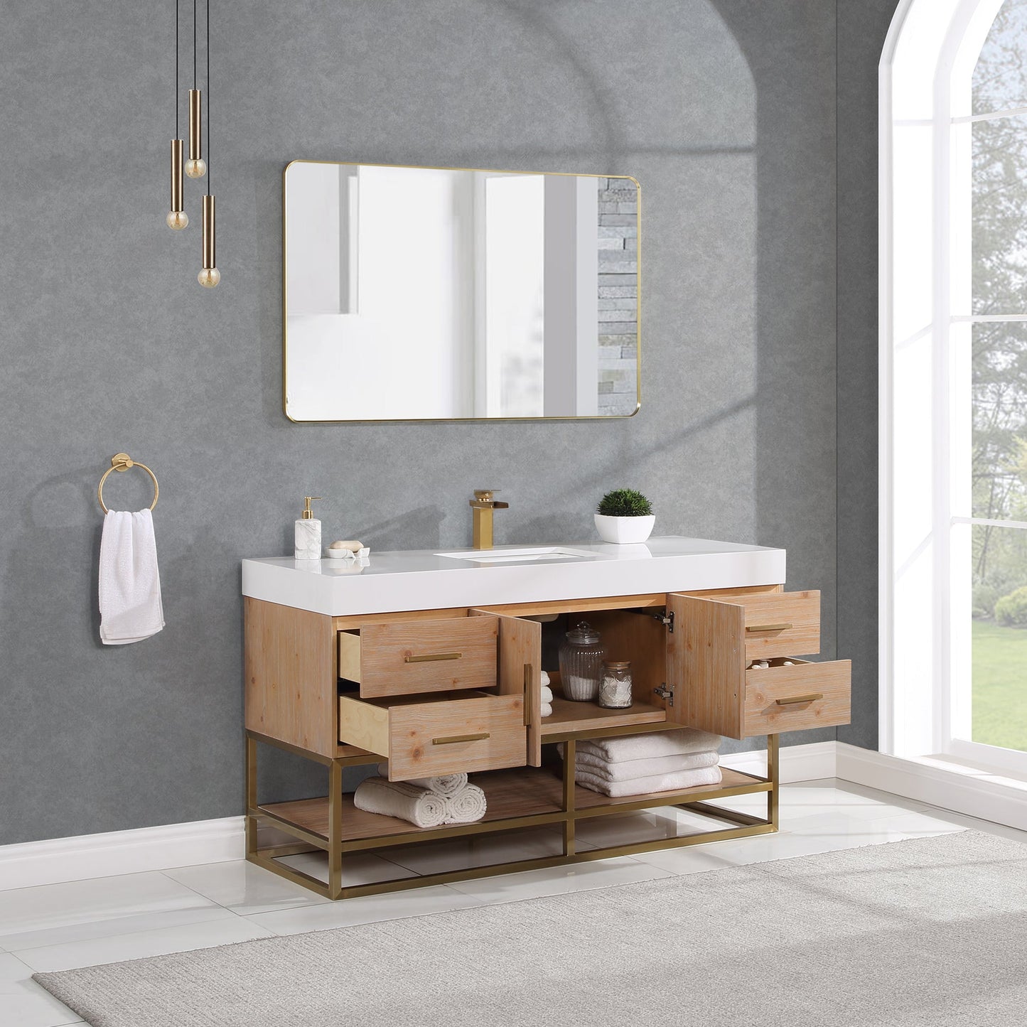 Altair Designs 36"/48"/60" single vanity with top - 552036B-LB-WH-NM