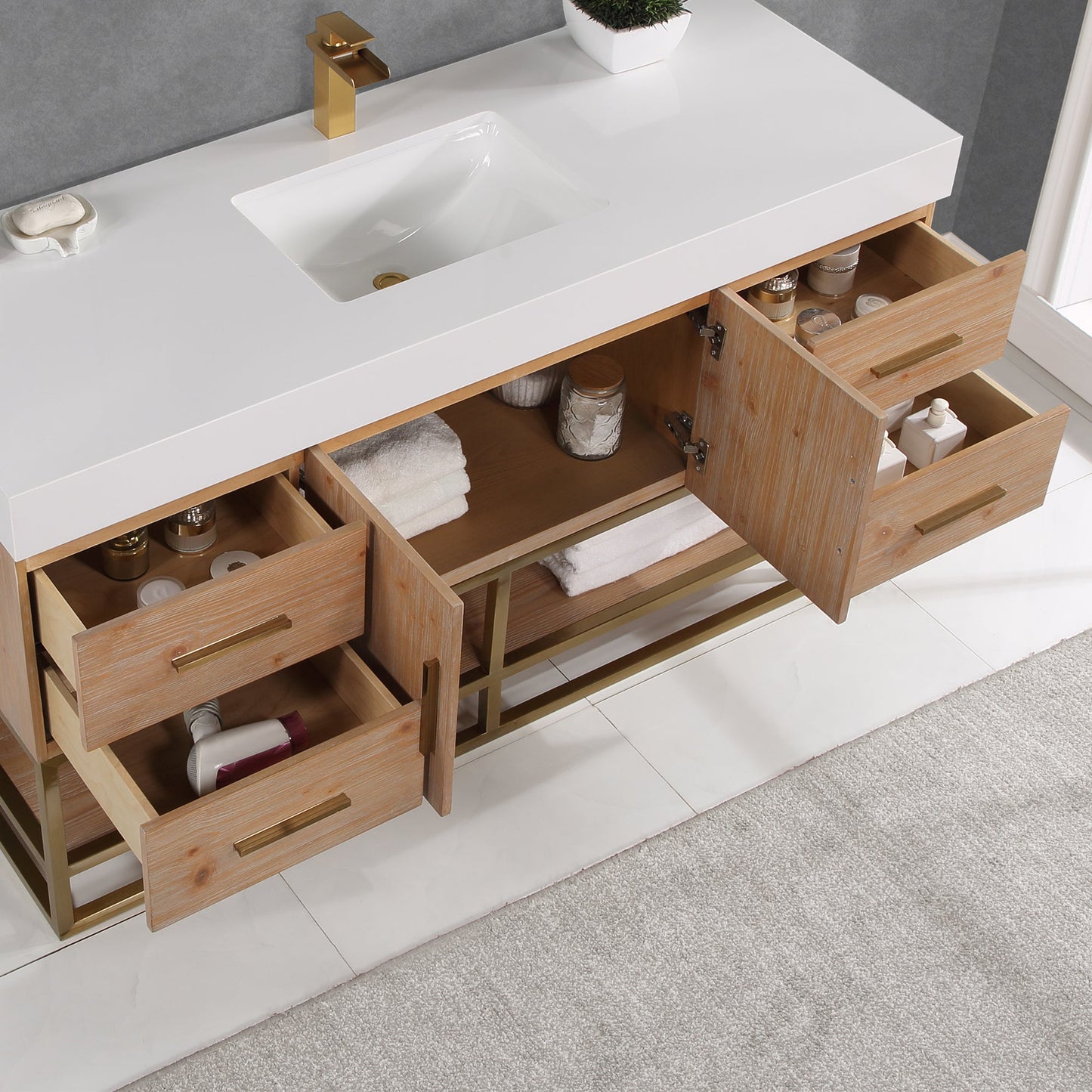 Altair Designs 36"/48"/60" single vanity with top - 552036B-LB-WH-NM