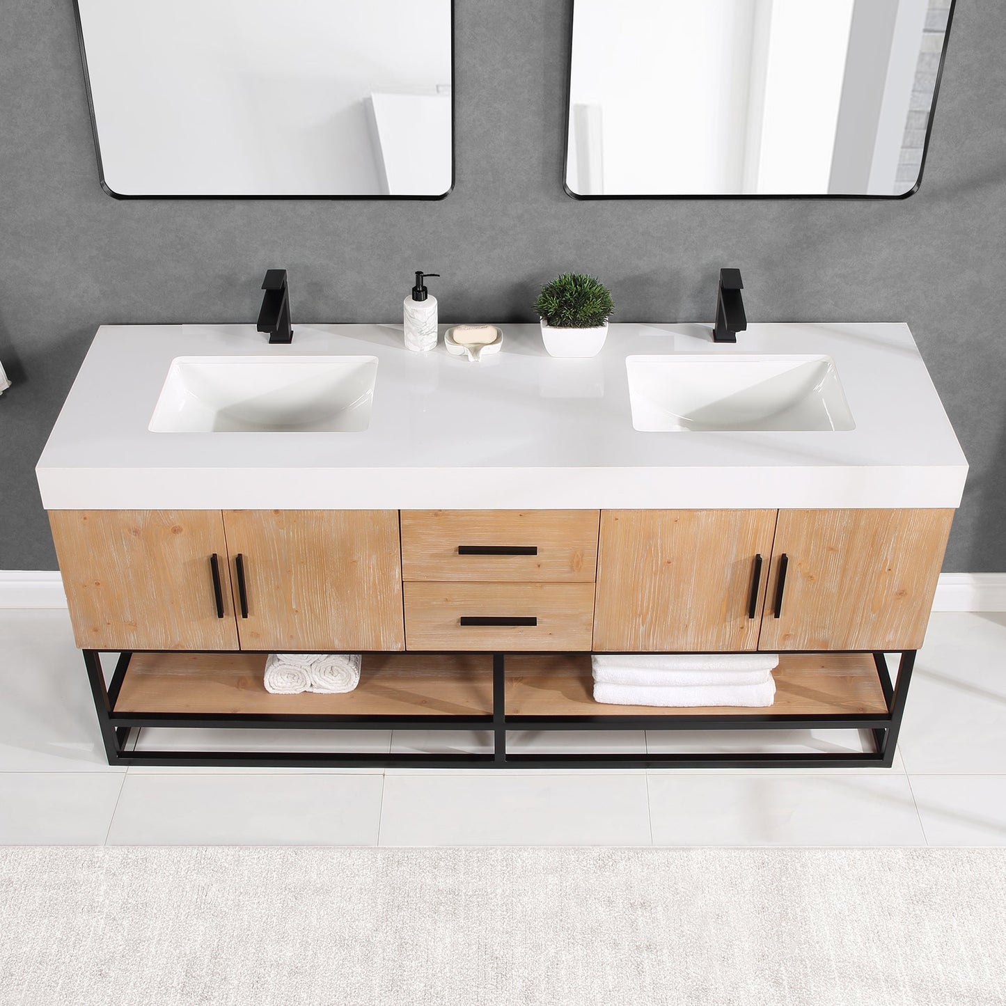 Altair Designs 60"/72"/84" single/double vanity with top - 552060B-LB-WH-NM