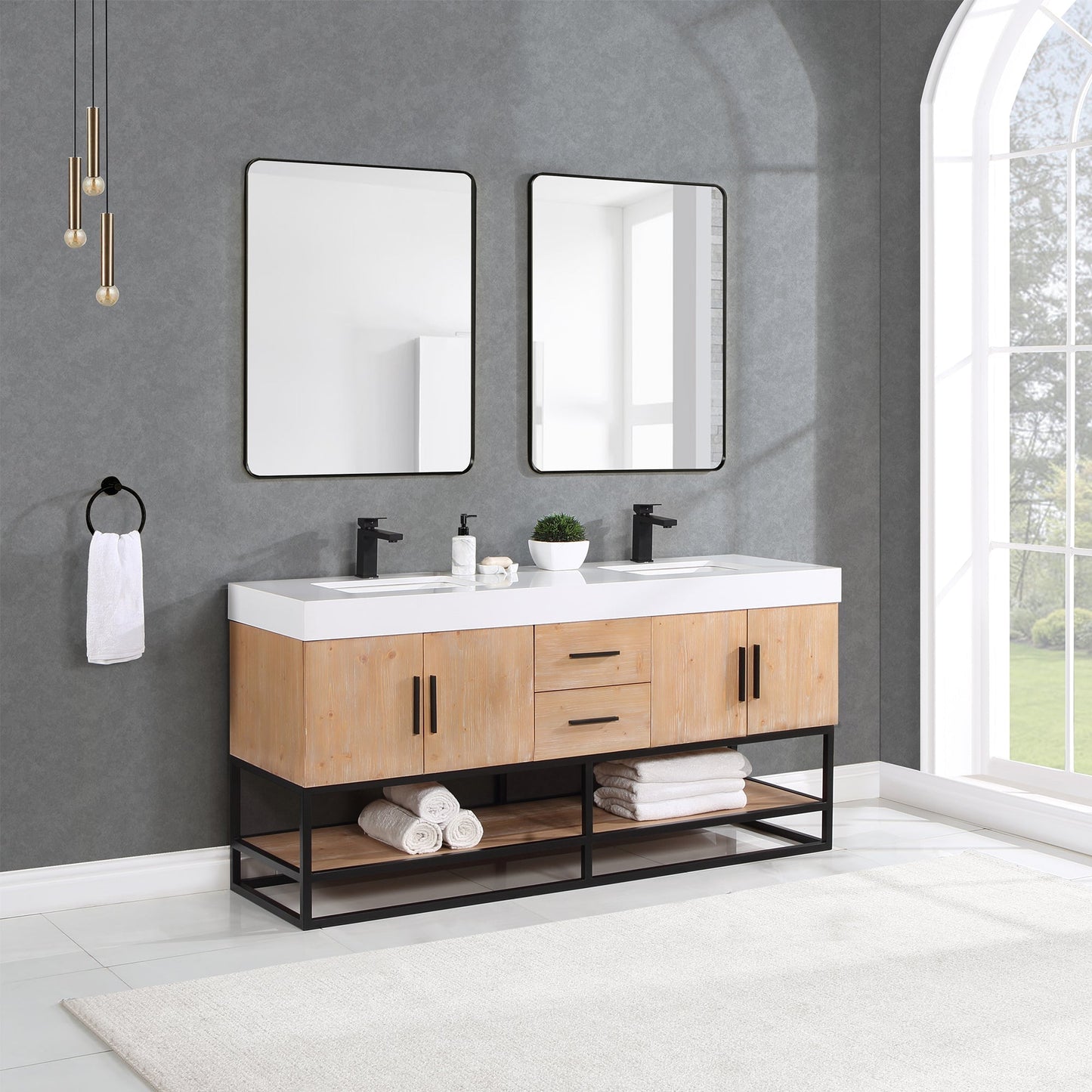 Altair Designs 60"/72"/84" single/double vanity with top - 552060B-LB-WH-NM