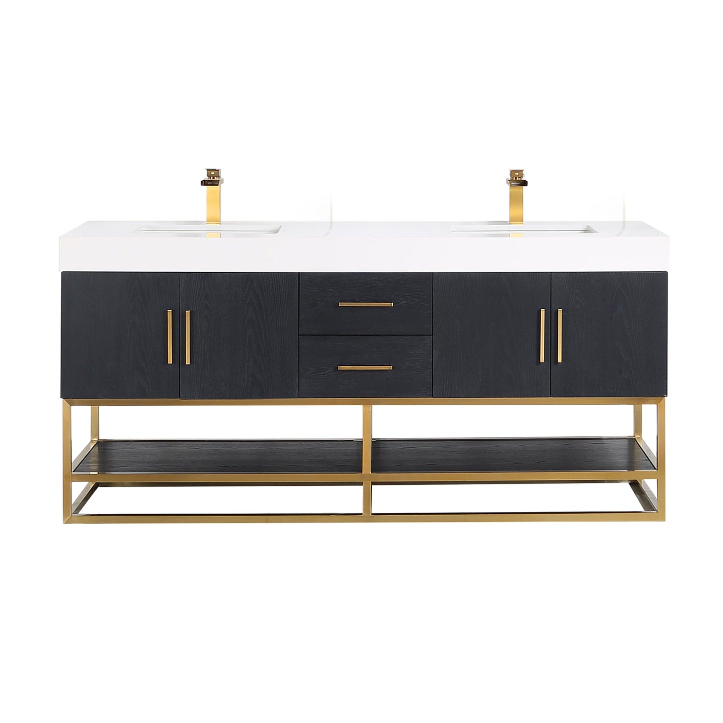 Altair Designs Bianco 72"/84" double vanity with top - 552072G-BO-WH-NM