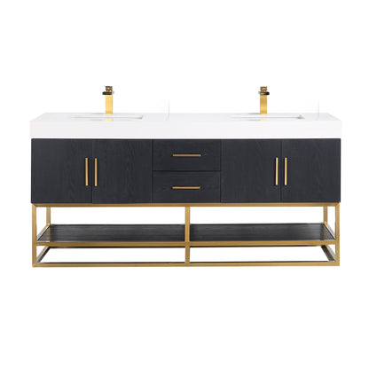 Altair Designs Bianco 72"/84" double vanity with top - 552072G-BO-WH-NM