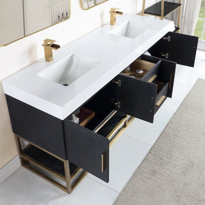 Altair Designs Bianco 72"/84" double vanity with top - 552072G-BO-WH-NM