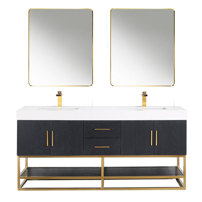 Altair Designs Bianco 72"/84" double vanity with top - 552072G-BO-WH-NM