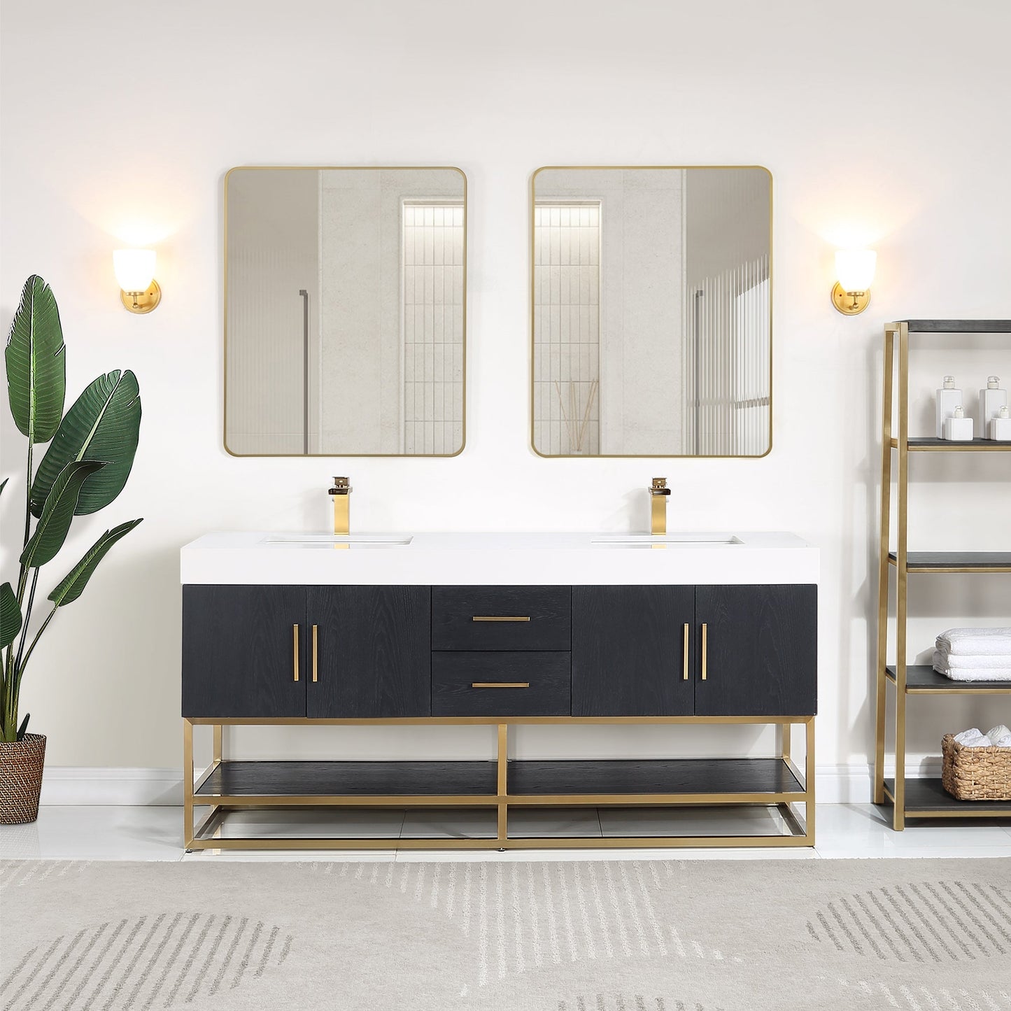 Altair Designs Bianco 72"/84" double vanity with top - 552072G-BO-WH-NM