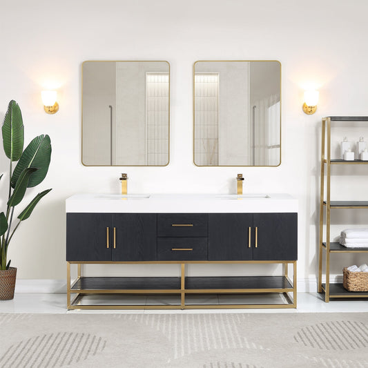Altair Designs Bianco 72"/84" double vanity with top - 552072G-BO-WH-NM