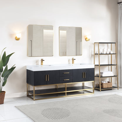 Altair Designs Bianco 72"/84" double vanity with top - 552072G-BO-WH-NM