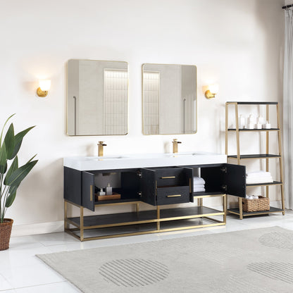 Altair Designs Bianco 72"/84" double vanity with top - 552072G-BO-WH-NM