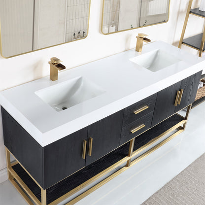 Altair Designs Bianco 72"/84" double vanity with top - 552072G-BO-WH-NM