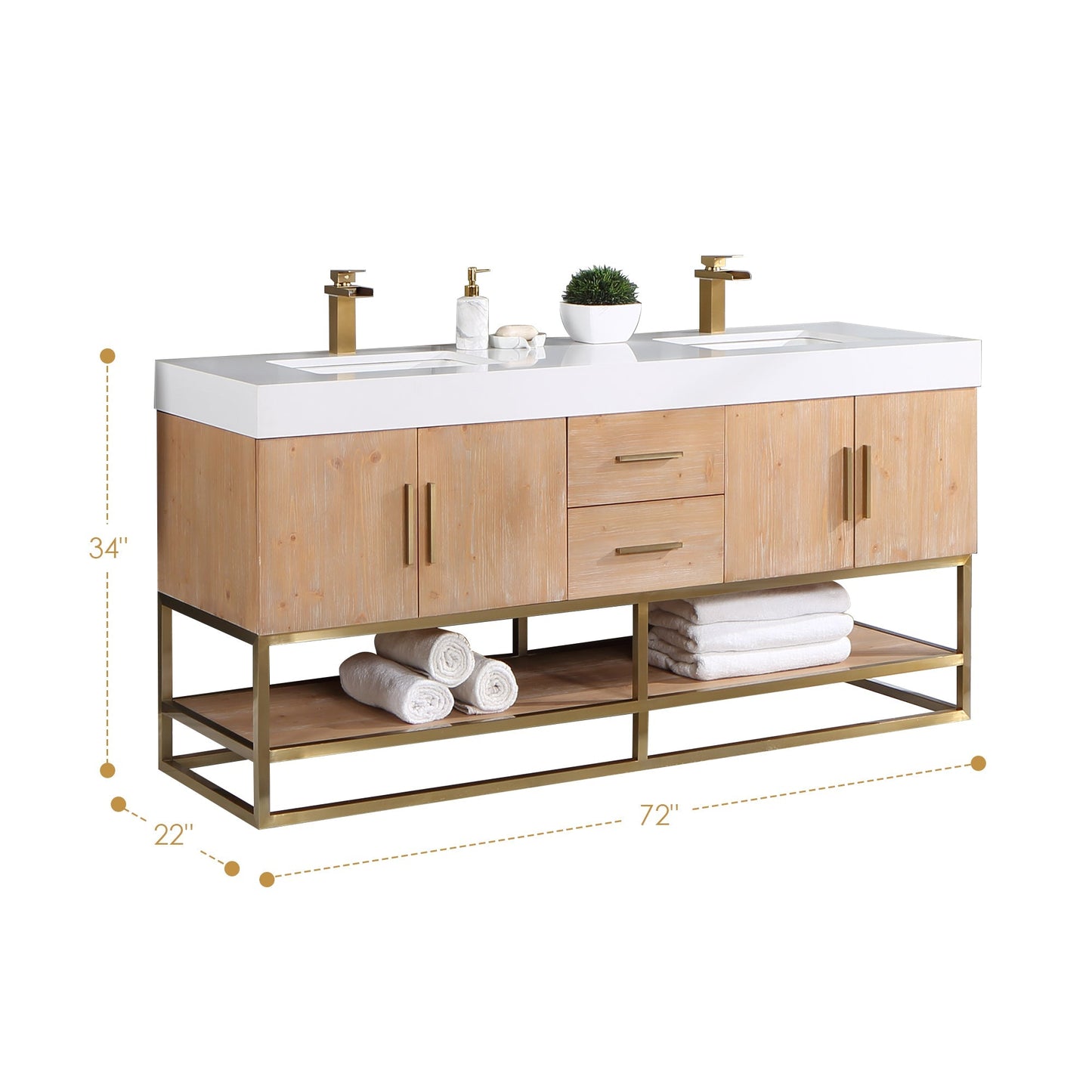 Altair Designs 60"/72"/84" single/double vanity with top - 552060B-LB-WH-NM