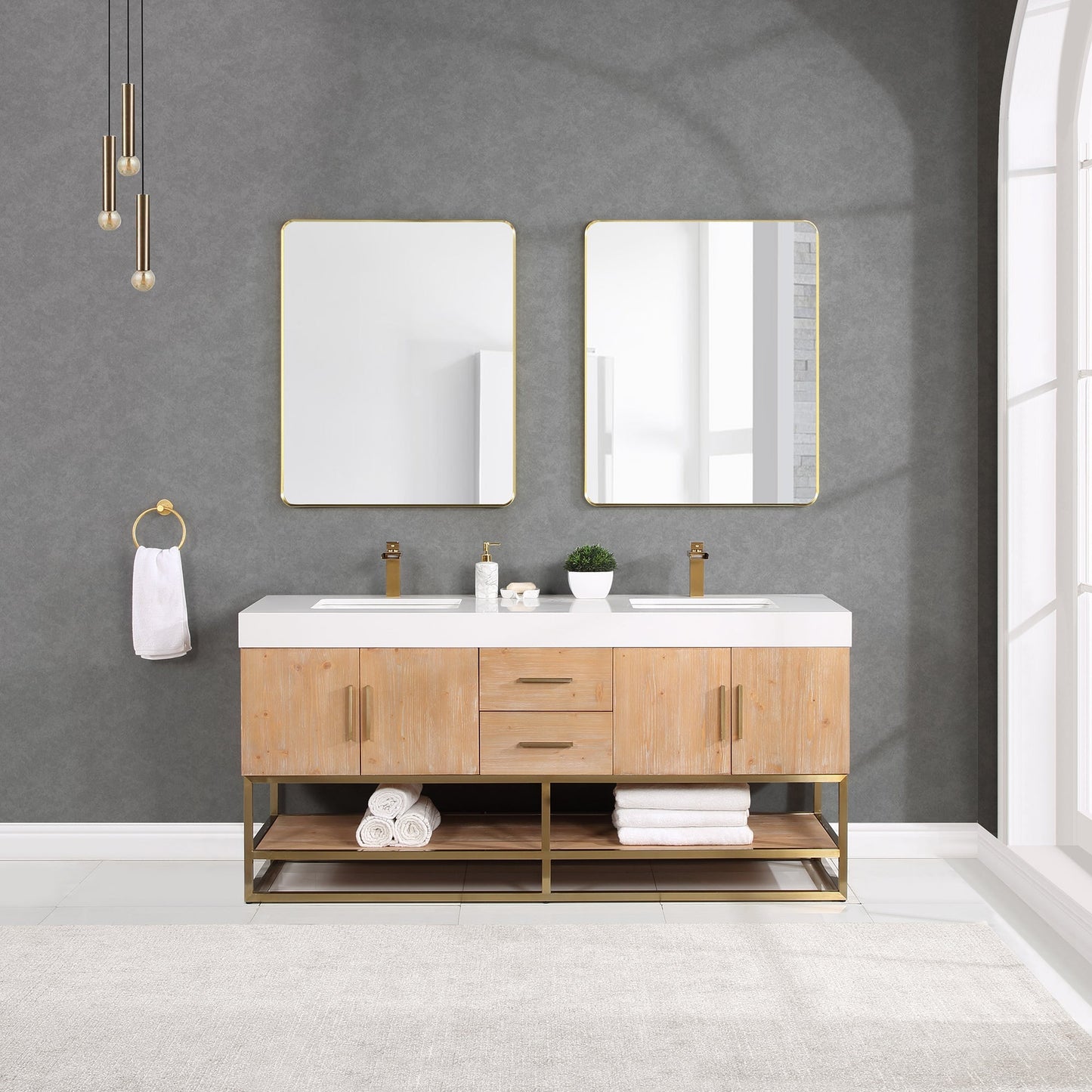 Altair Designs 60"/72"/84" single/double vanity with top - 552060B-LB-WH-NM