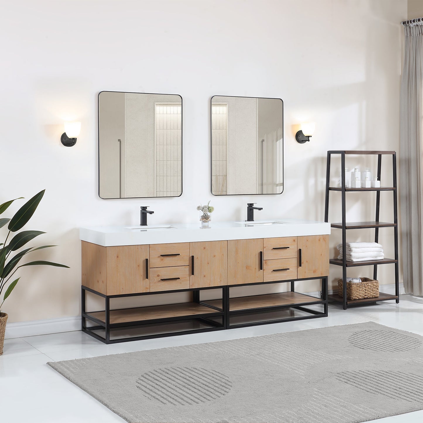 Altair Designs 60"/72"/84" single/double vanity with top - 552060B-LB-WH-NM