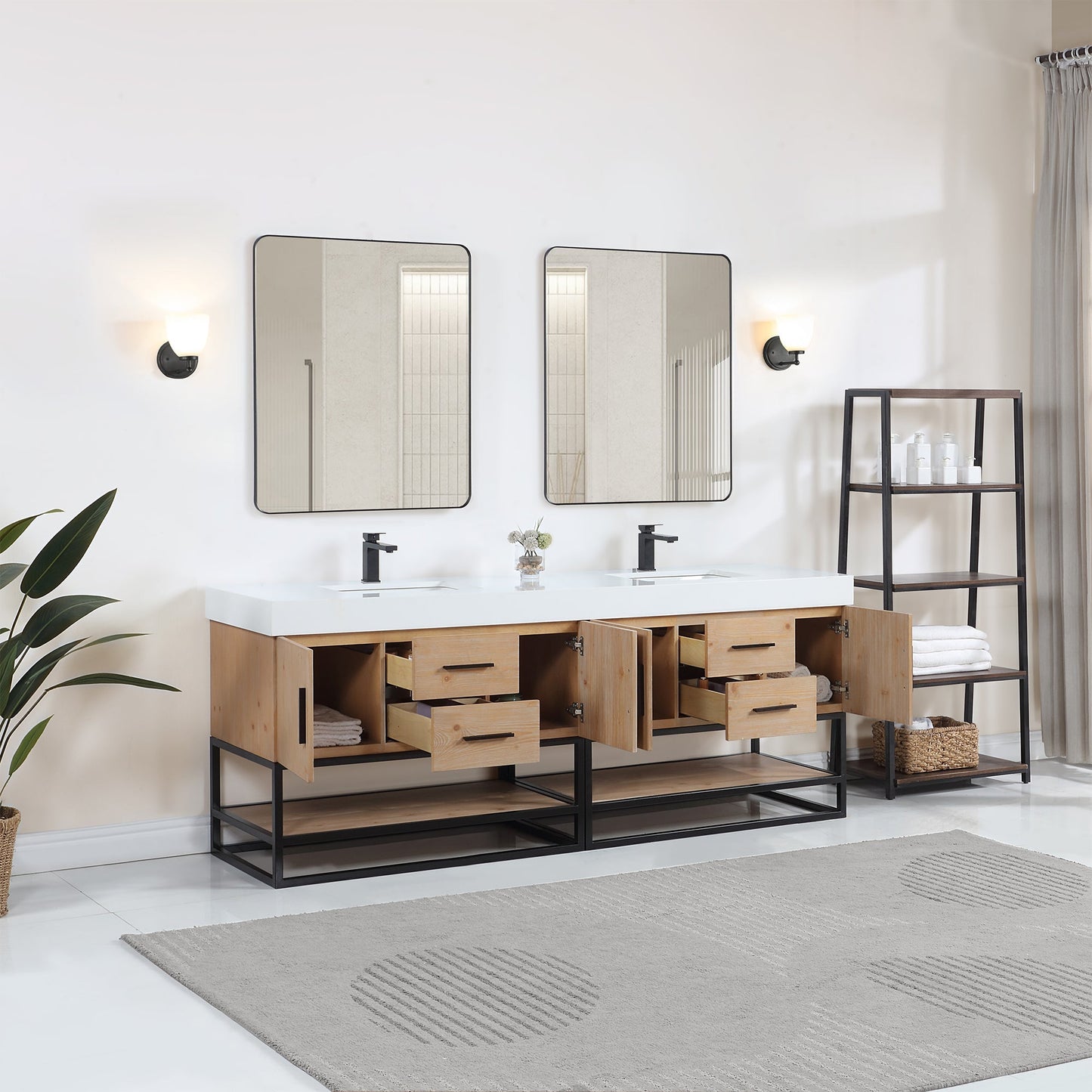 Altair Designs 60"/72"/84" single/double vanity with top - 552060B-LB-WH-NM