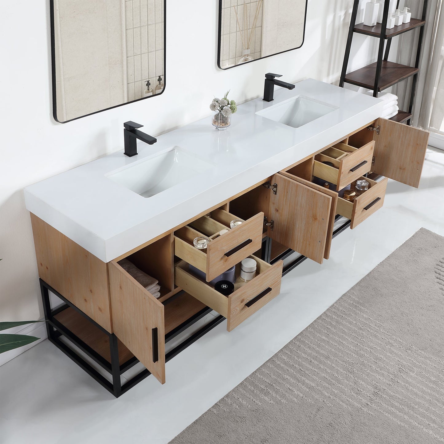 Altair Designs 60"/72"/84" single/double vanity with top - 552060B-LB-WH-NM