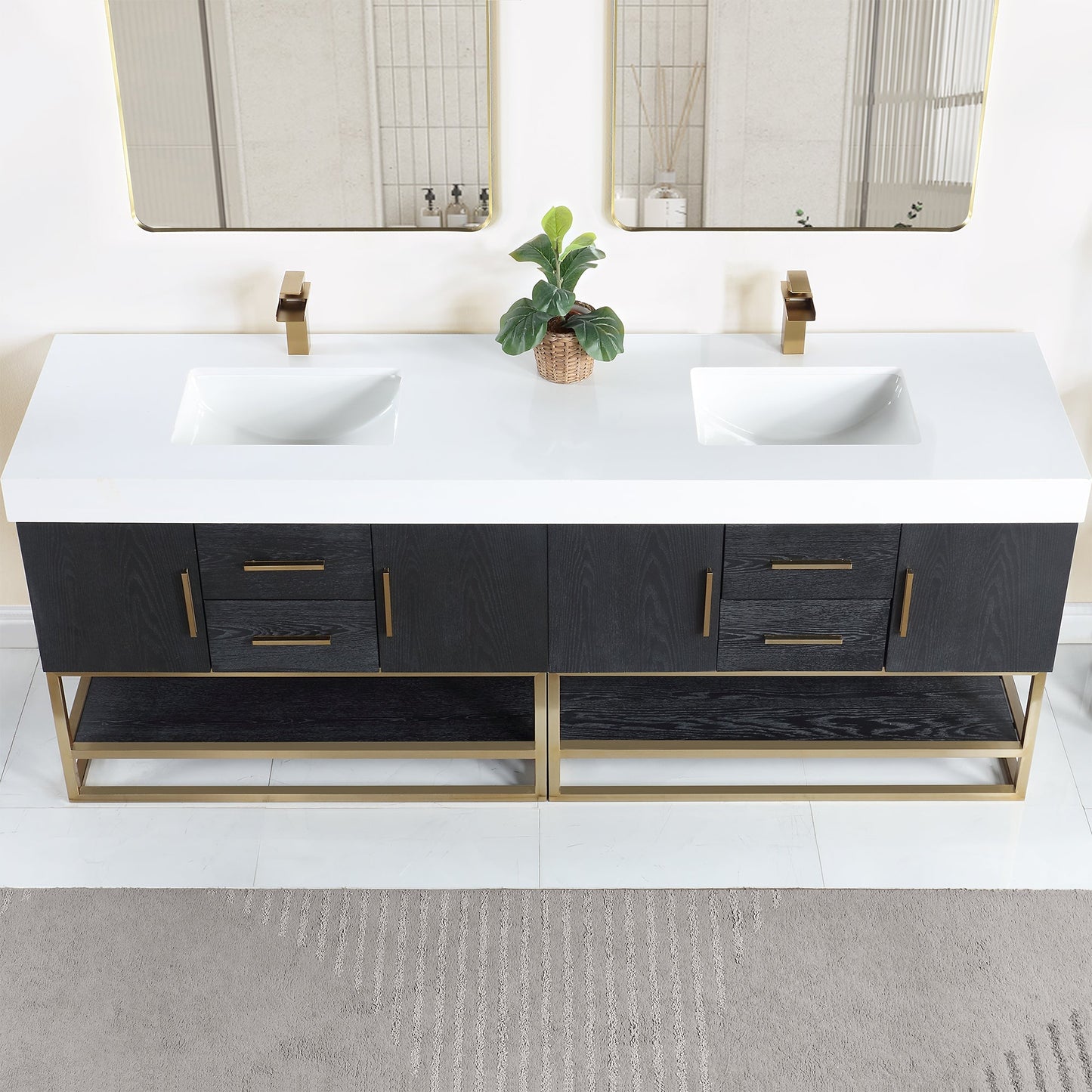 Altair Designs Bianco 72"/84" double vanity with top - 552072G-BO-WH-NM