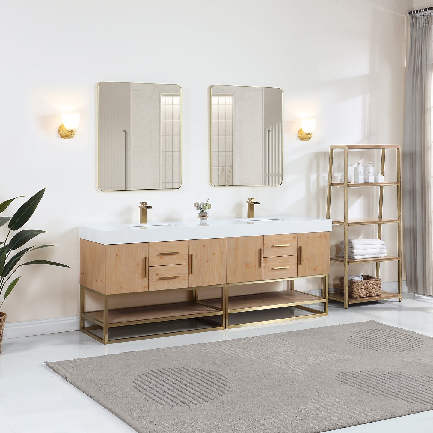 Altair Designs 60"/72"/84" single/double vanity with top - 552060B-LB-WH-NM
