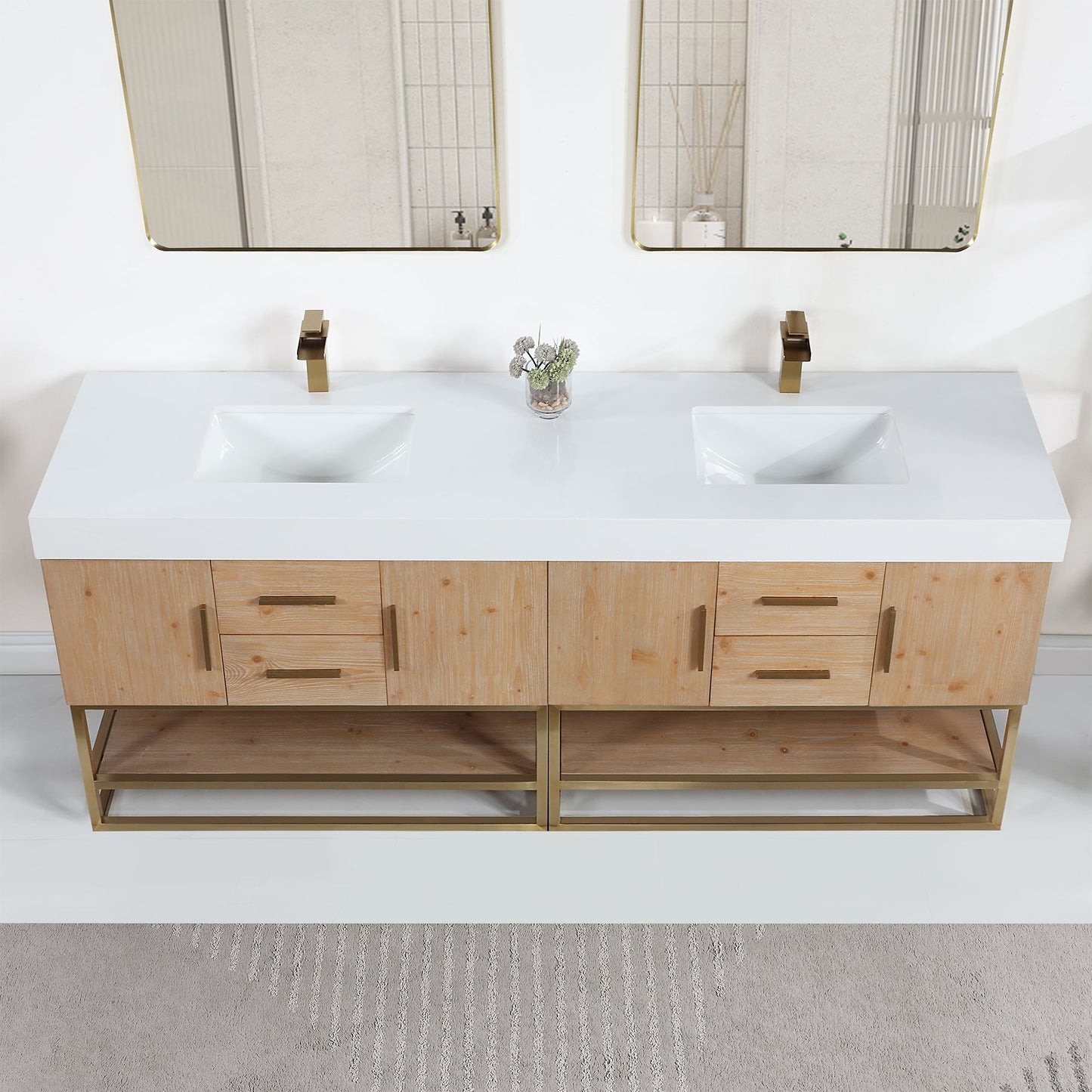 Altair Designs 60"/72"/84" single/double vanity with top - 552060B-LB-WH-NM