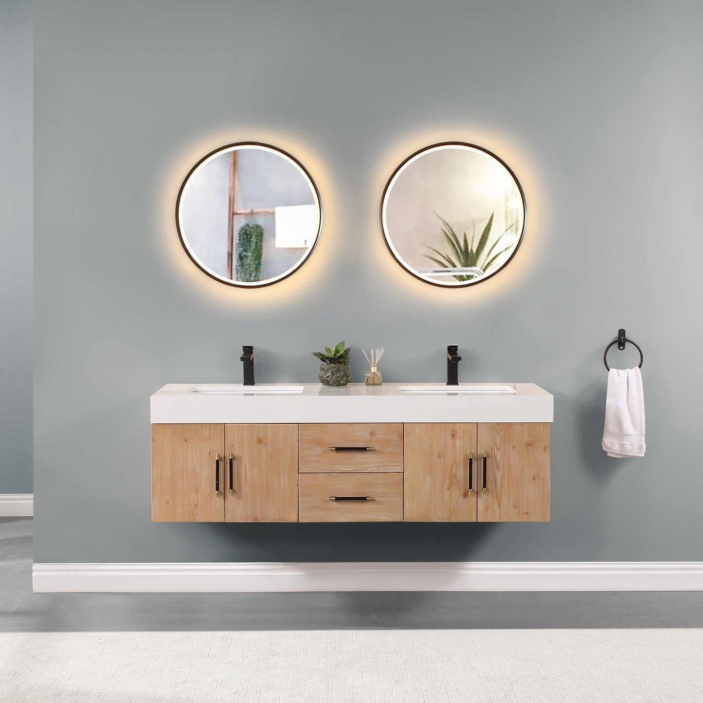 Altair Designs 60" double vanity with top - 553060-LB-WH