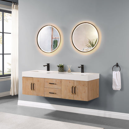 Altair Designs 60" double vanity with top - 553060-LB-WH