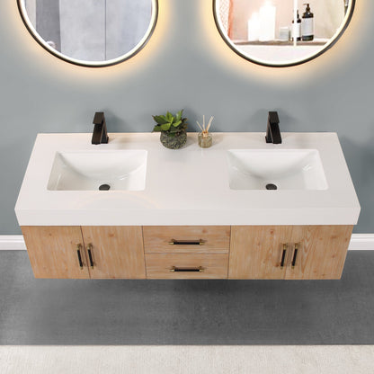 Altair Designs 60" double vanity with top - 553060-LB-WH