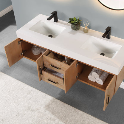 Altair Designs 60" double vanity with top - 553060-LB-WH