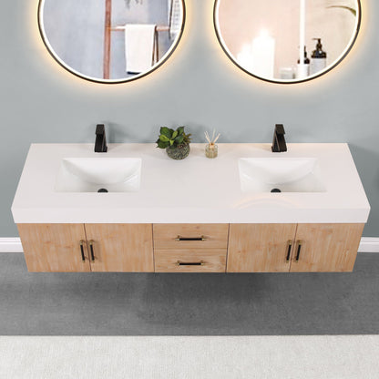 Altair Designs 60" double vanity with top - 553060-LB-WH