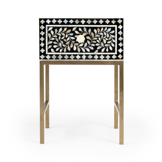 Butler Specialty Company Purgenia Mother Of Perl Side Table, Black and White, Gold  - 5532388