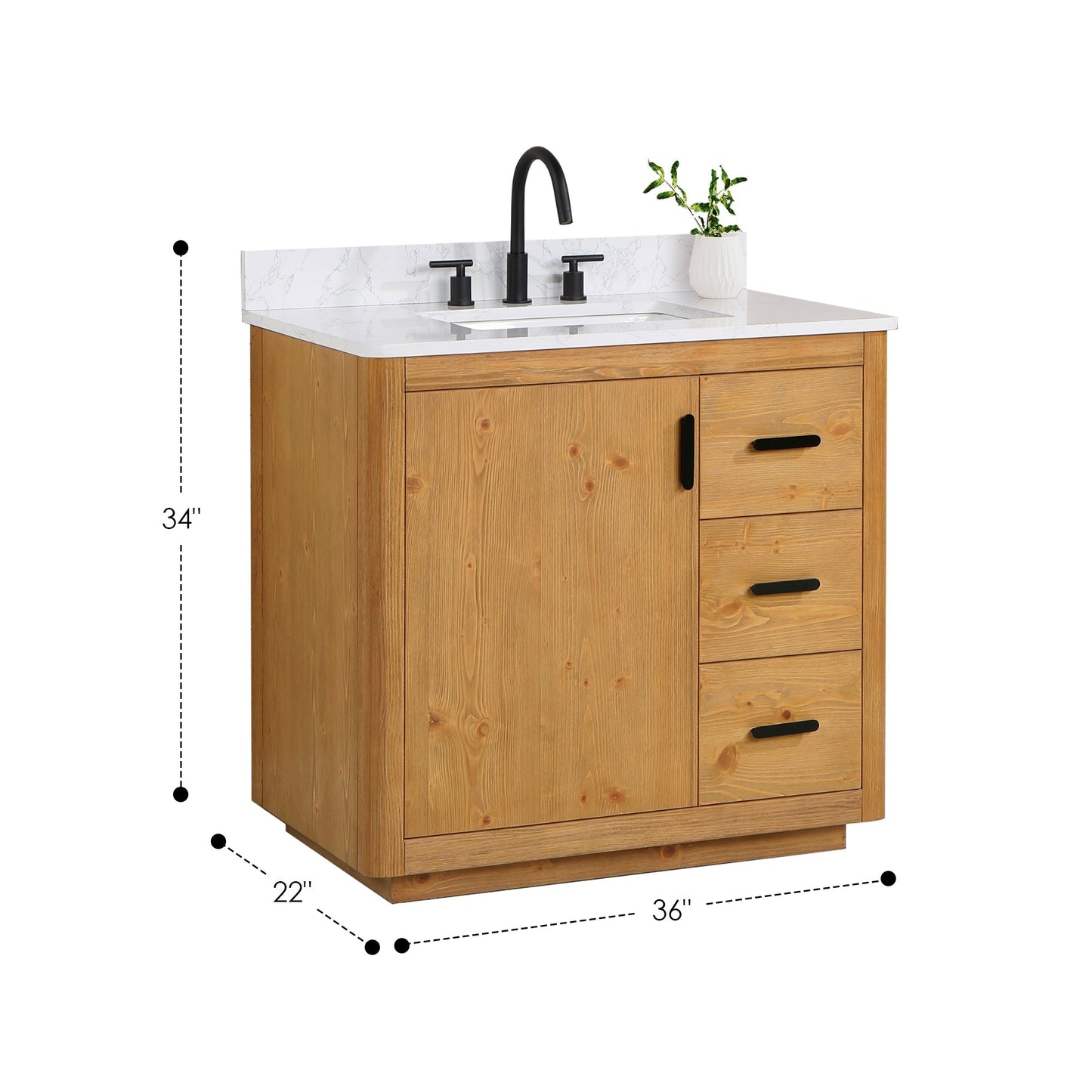 Altair Designs 36" single vanity with top - 556036-NW-GW