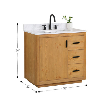 Altair Designs 36" single vanity with top - 556036-NW-GW