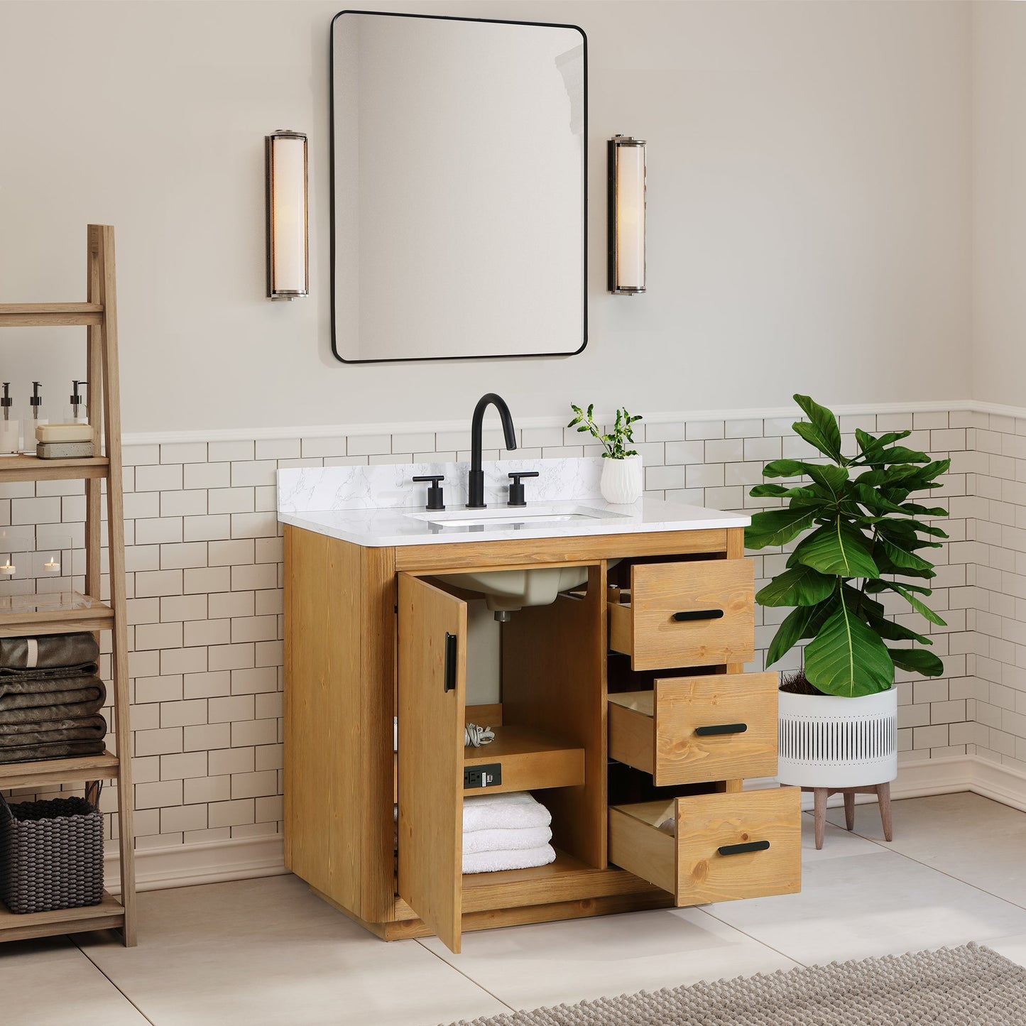 Altair Designs 36" single vanity with top - 556036-NW-GW